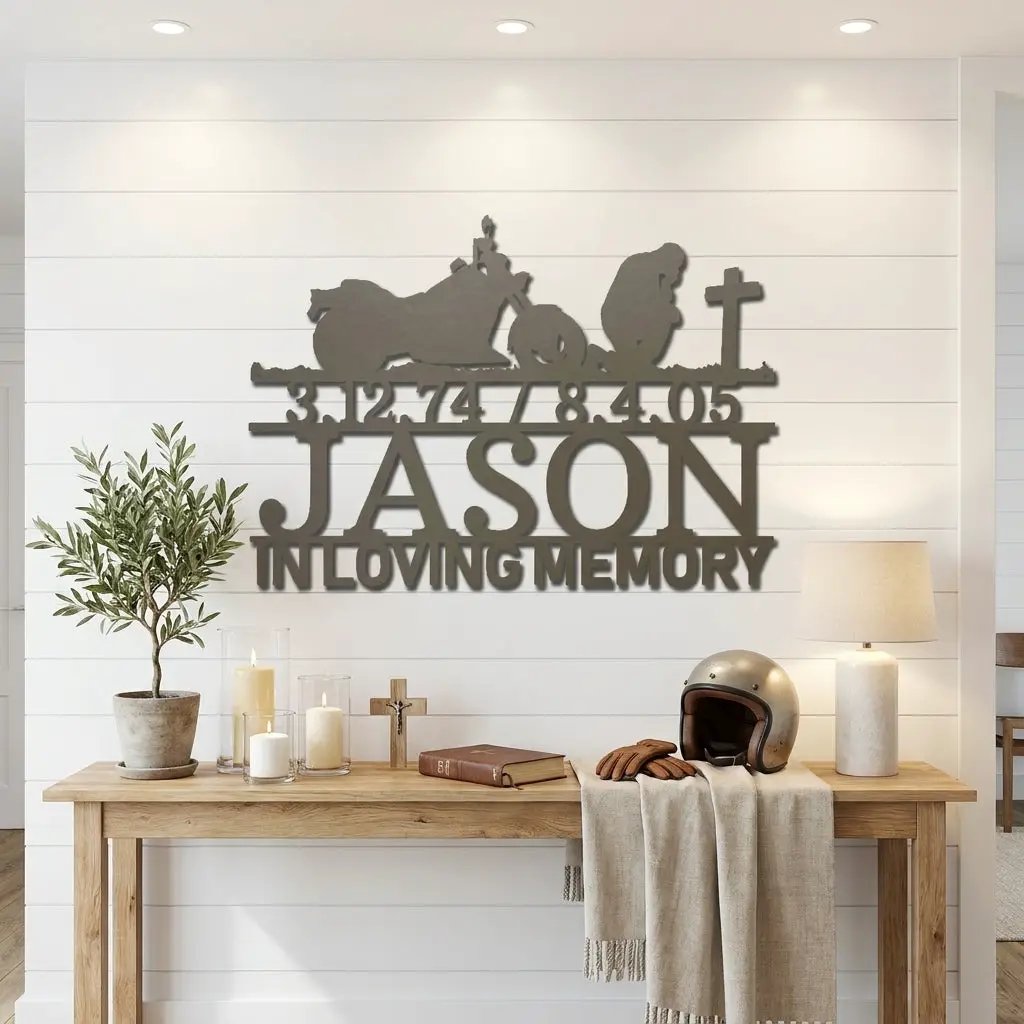 Motorcycle Memorial Metal Sign, Personalized In Loving Memory Sign, Custom Biker Memorial, Motorcycle Loss Gift