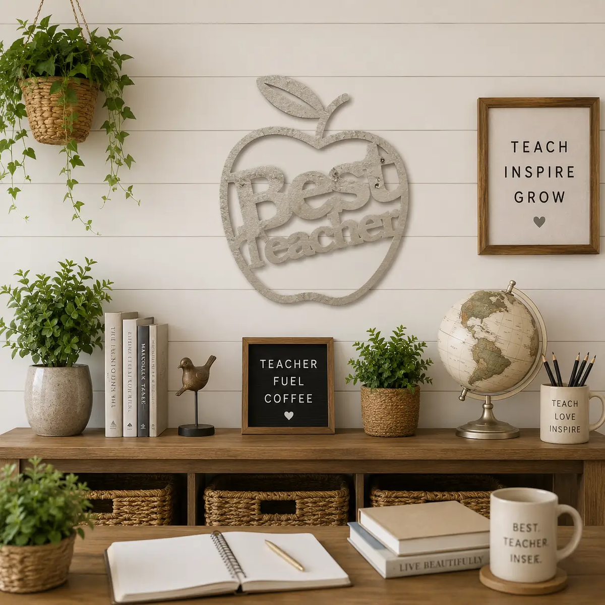Best Teacher Metal Wall Art | Teacher Appreciation Gift | Apple Classroom Decor | Teacher Office Wall Sign | Made in USA