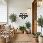 Personalized Address Sign with Initial | Custom Metal House Number Sign | Monogram Outdoor Address Plaque | Modern Farmhouse Steel Wall Decor