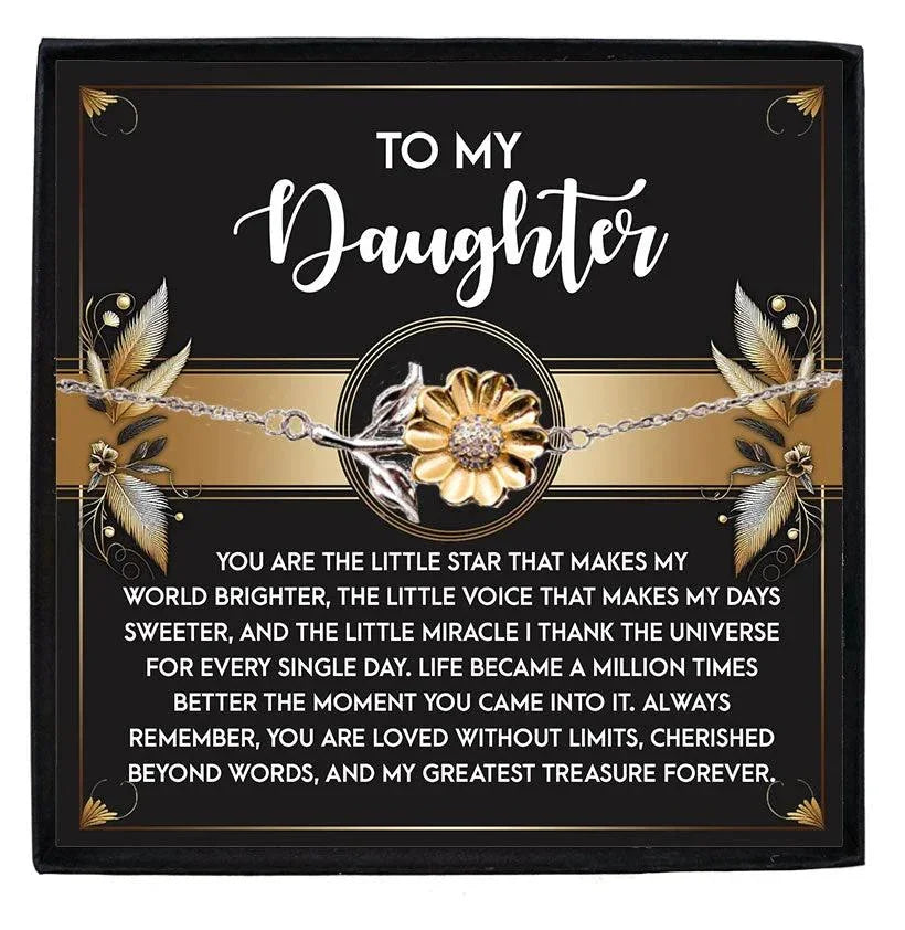 Daughter Sunflower Bracelet – Sterling Silver with 18K Gold-Plated Petals – Meaningful Gift for Birthday, Graduation, Christmas, or Special Occasions