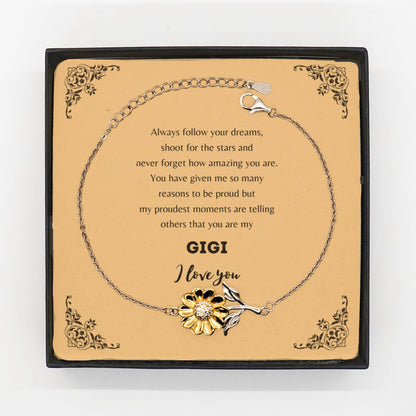 Sunflower Bracelet for Gigi Present, Gigi Always follow your dreams, never forget how amazing you are, Gigi Birthday Christmas Gifts Jewelry for Girls Boys Teen Men Women - Mallard Moon Gift Shop
