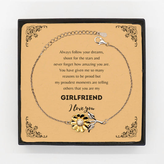 Sunflower Bracelet for Girlfriend Present, Girlfriend Always follow your dreams, never forget how amazing you are, Girlfriend Birthday Christmas Gifts Jewelry for Girls Boys Teen Men Women - Mallard Moon Gift Shop