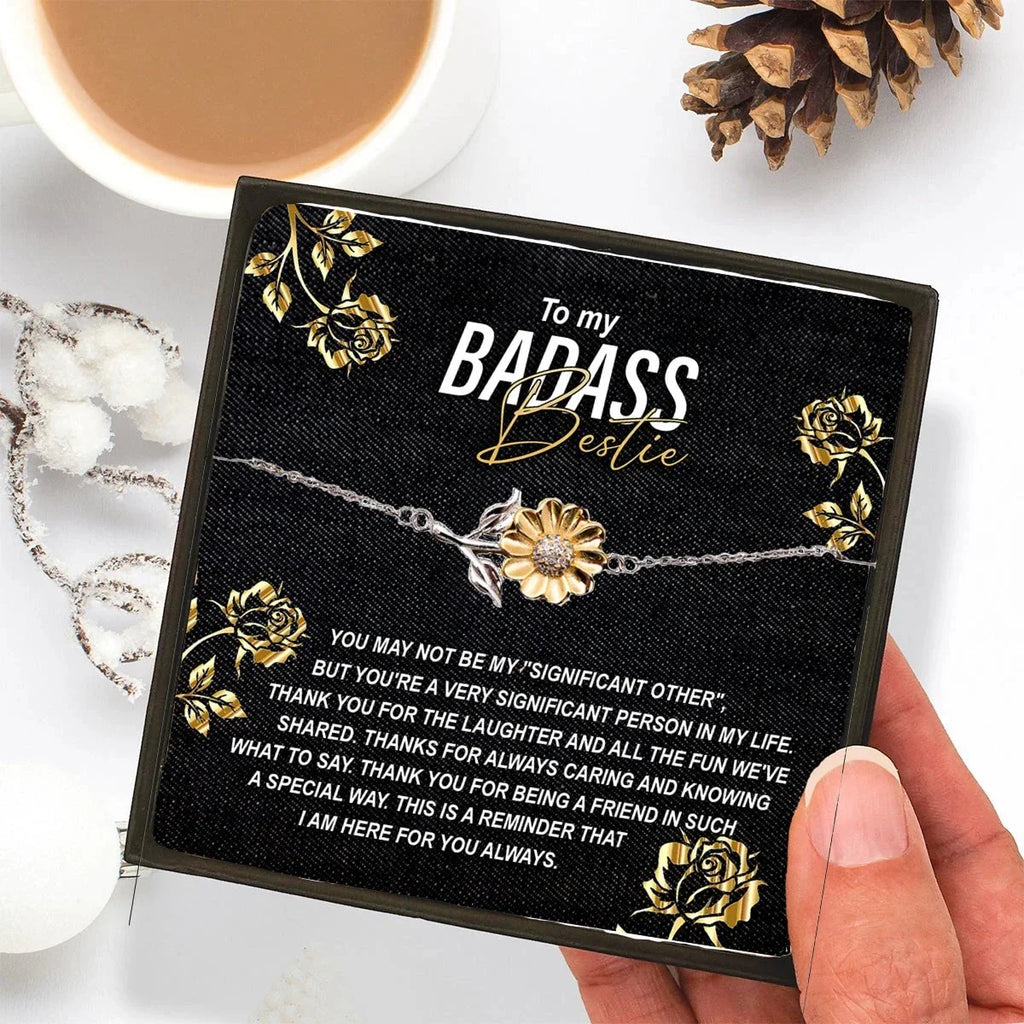 To My Badass Bestie Thank You For the Laughter and Fun Sunflower Bracelet