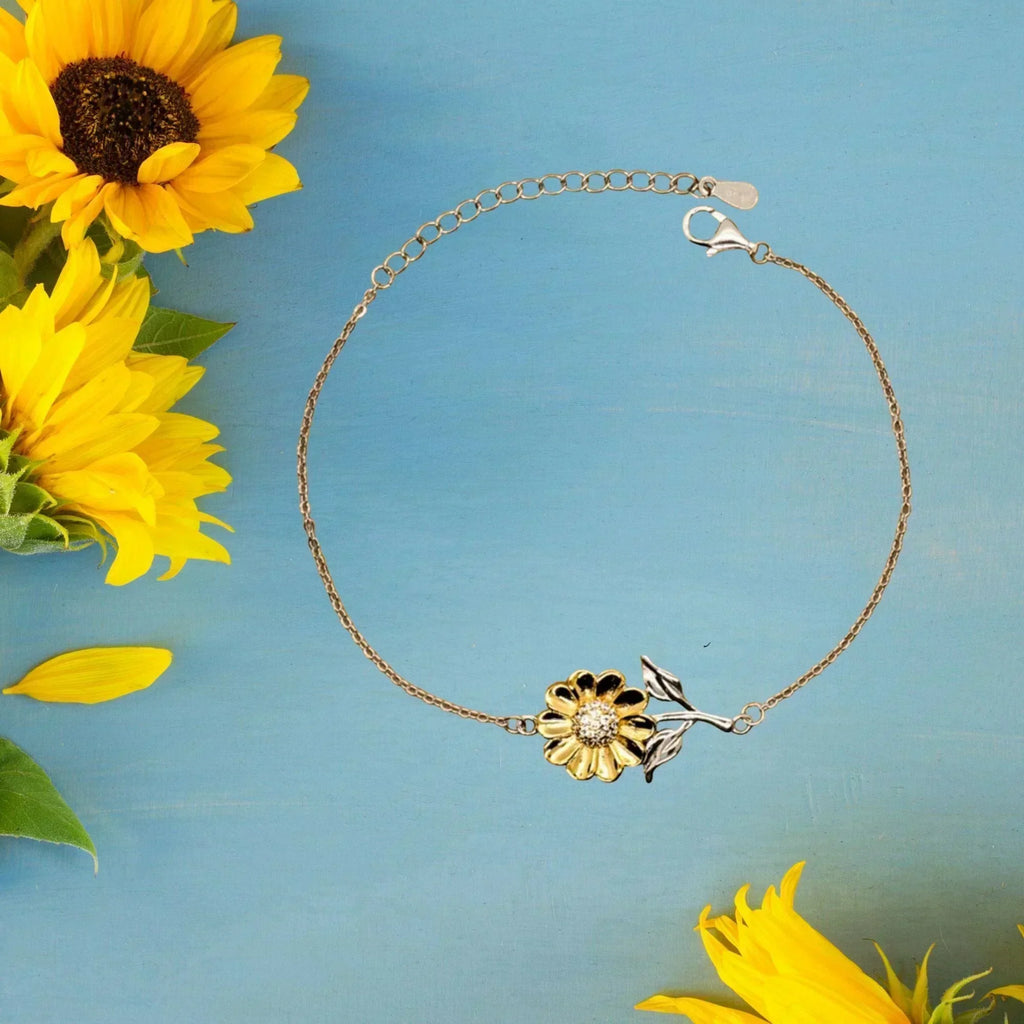 Gift for Girlfriend's Mom Thank You For Raising an Amazing Daughter Sunflower Bracelet