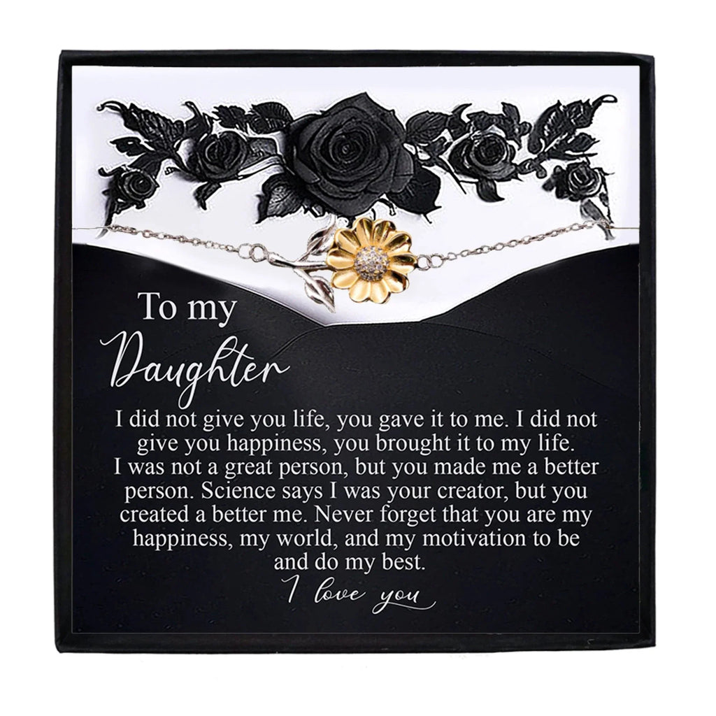 Daughter Sunflower Bracelet – You Made Me a Better Person - Sterling Silver with 18K Gold-Plated Petals – Gift for Teen & Adult Daughters -