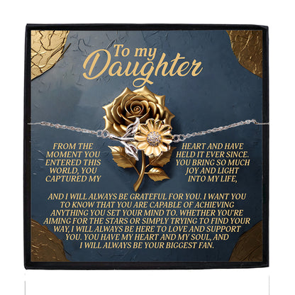 Gift for Teen & Adult Daughters Sunflower Bracelet – Sterling Silver with 18K Gold-Plated Petals - You Have My Heart & My Soul - Mallard Moon Gift Shop