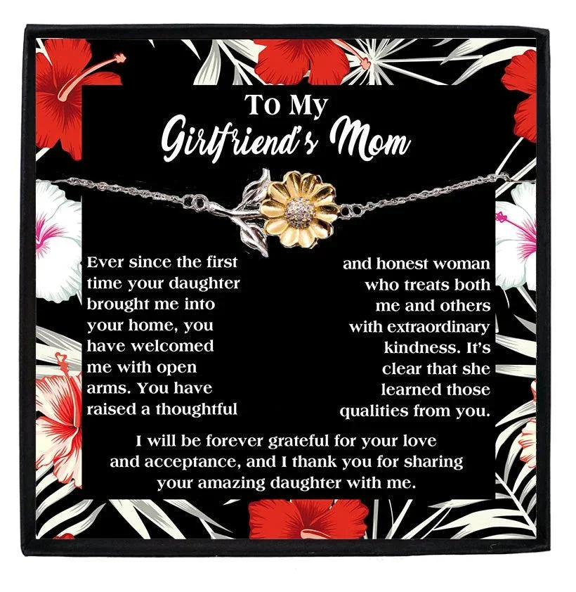 Gift for Girlfriend's Mom Thank You For Raising an Amazing Daughter Sunflower Bracelet