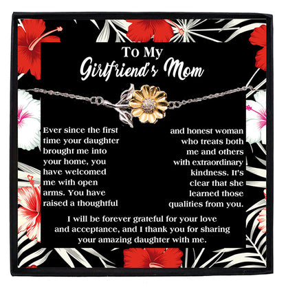 Gift for Girlfriend's Mom Thank You For Raising an Amazing Daughter Sunflower Bracelet - Mallard Moon Gift Shop