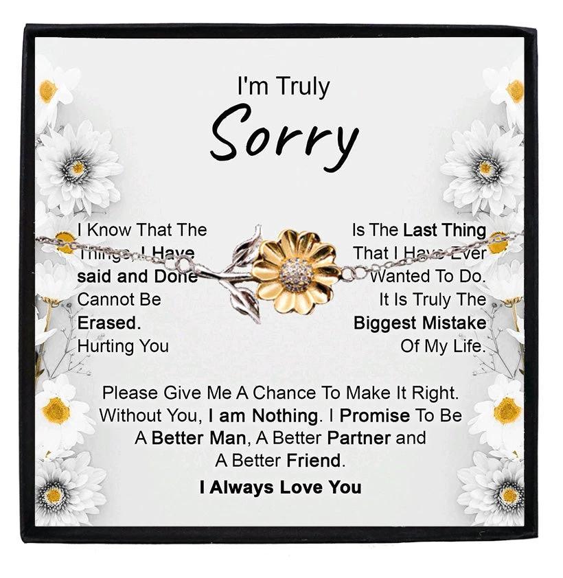 Apology Gift for Girlfriend, Wife, Soulmate - I’m Truly Sorry - Sunflower Bracelet