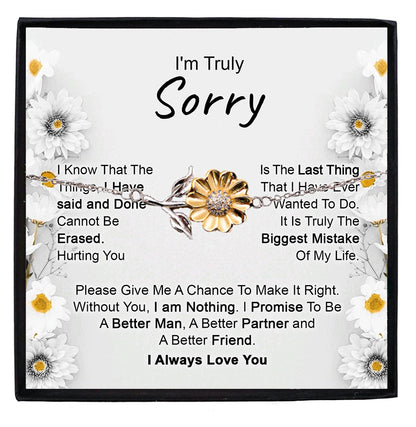 Apology Gift for Girlfriend, Wife, Soulmate - I’m Truly Sorry - Sunflower Bracelet - Mallard Moon Gift Shop