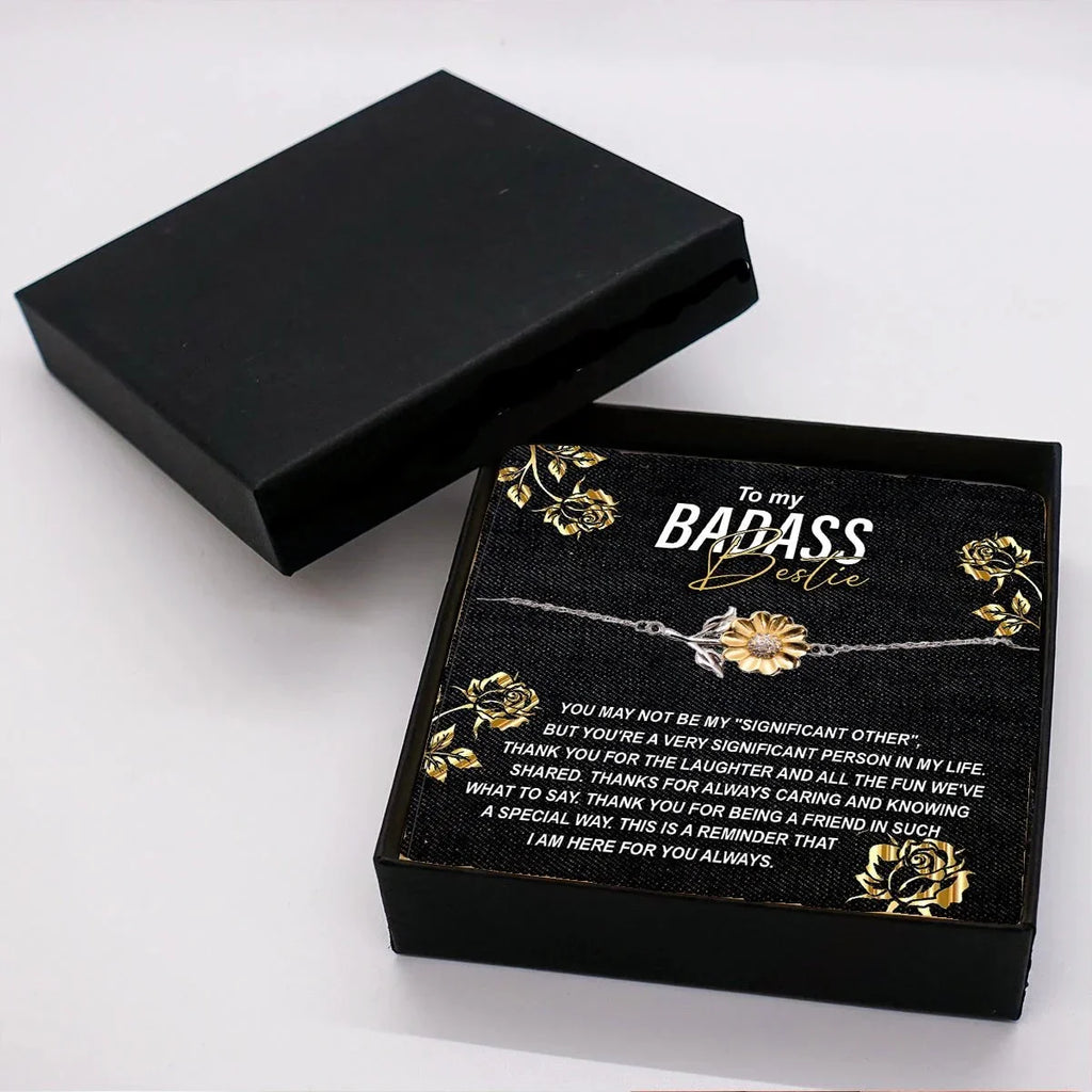 To My Badass Bestie Thank You For the Laughter and Fun Sunflower Bracelet