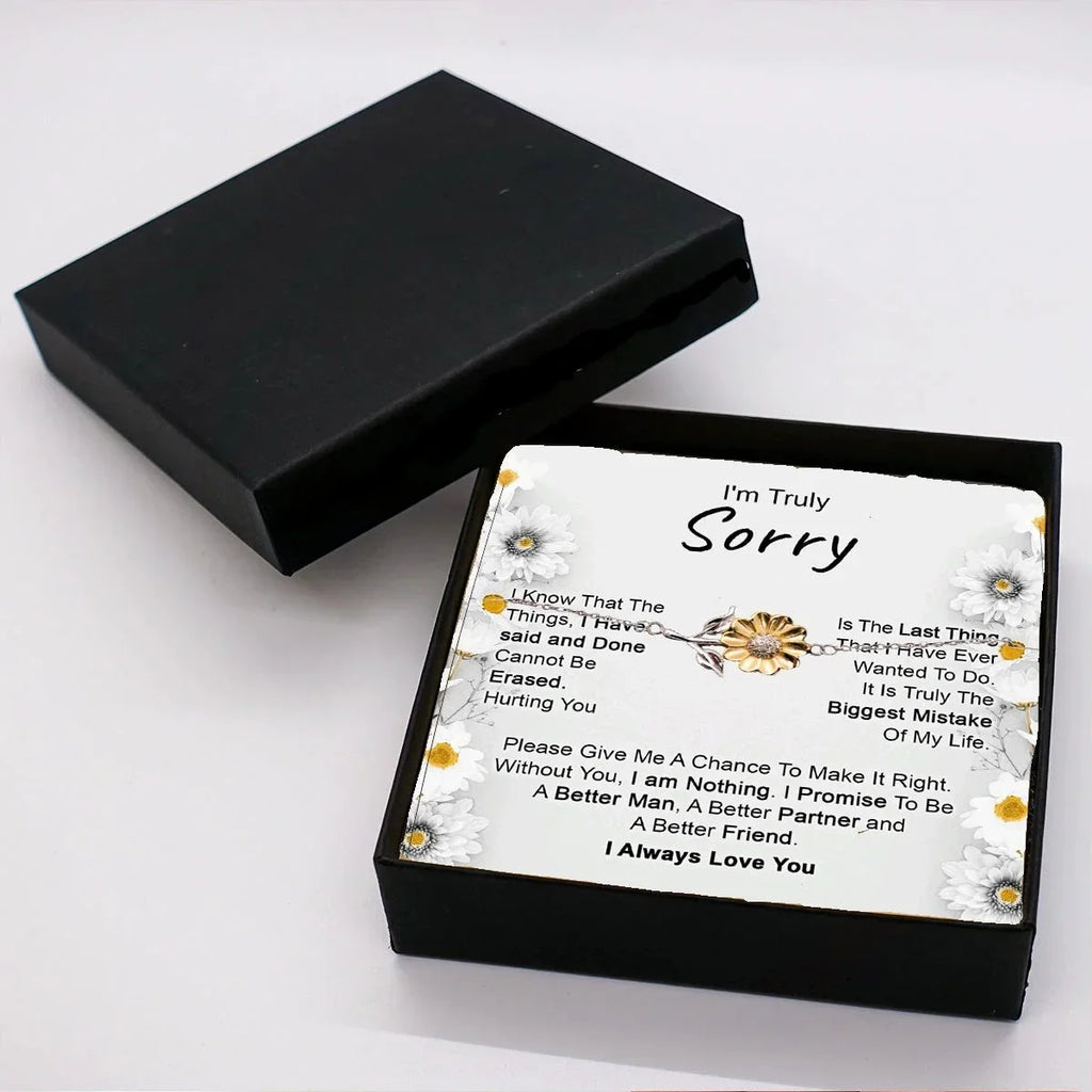 Apology Gift for Girlfriend, Wife, Soulmate - I’m Truly Sorry - Sunflower Bracelet