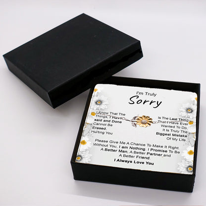 Apology Gift for Girlfriend, Wife, Soulmate - I’m Truly Sorry - Sunflower Bracelet - Mallard Moon Gift Shop