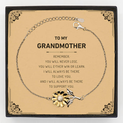 Grandmother Gifts, To My Grandmother Remember, you will never lose. You will either WIN or LEARN, Keepsake Sunflower Bracelet Birthday Christmas Gifts Ideas - Mallard Moon Gift Shop