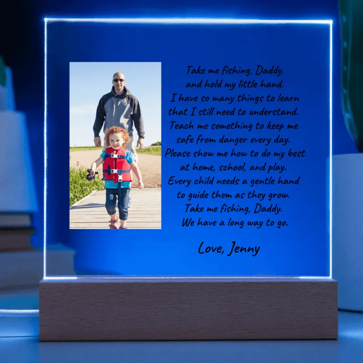 Take Me Fishing Daddy Photo Upload Personalized Acrylic Plaque