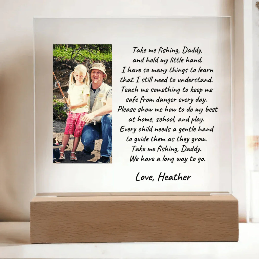 Take Me Fishing Daddy Photo Upload Personalized Acrylic Plaque