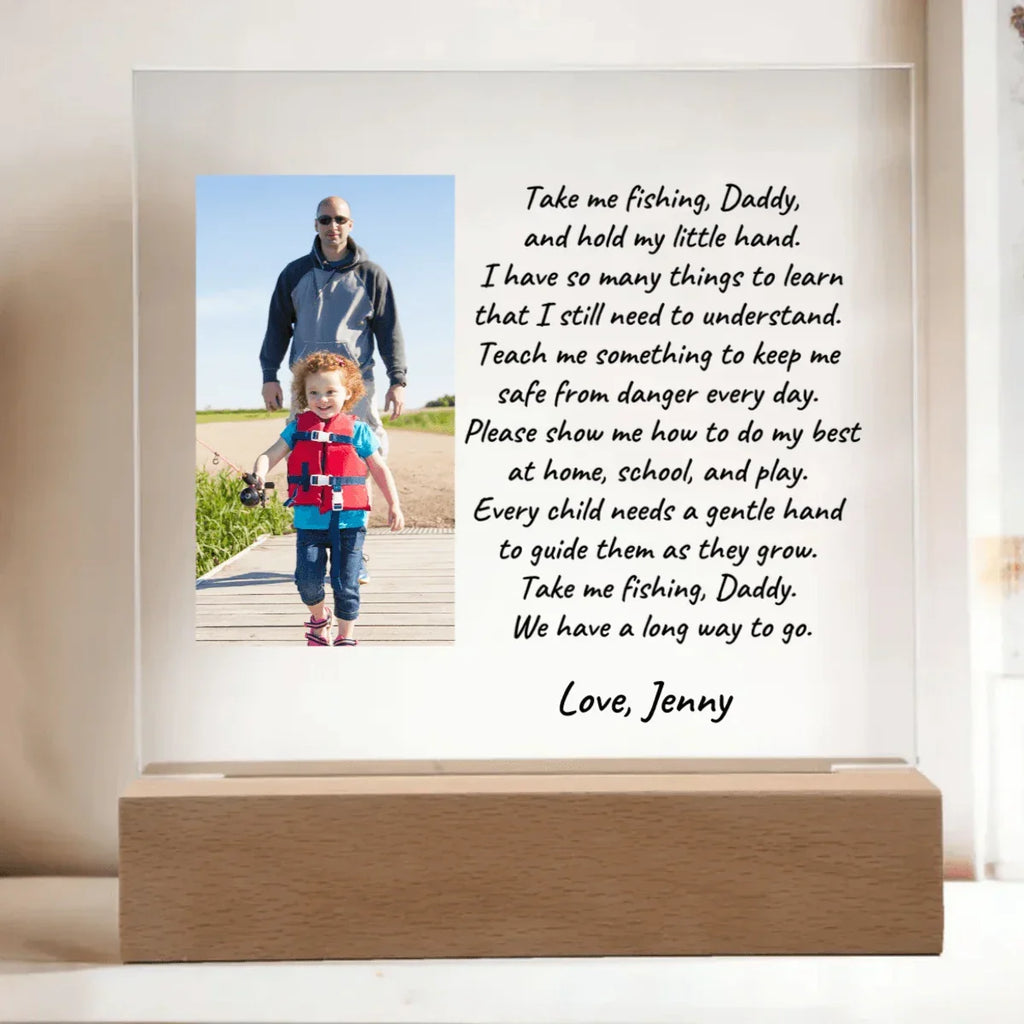 Take Me Fishing Daddy Photo Upload Personalized Acrylic Plaque