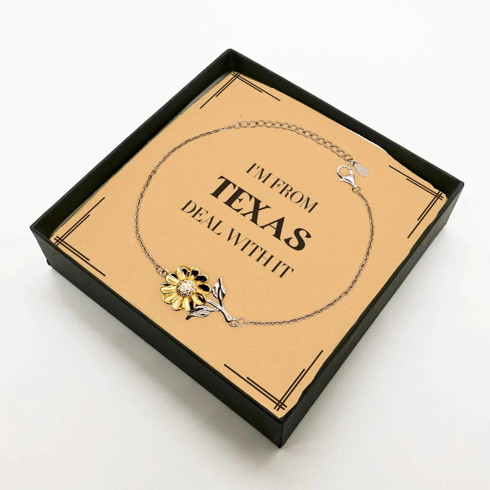 I'm from Texas, Deal with it, Proud Texas State Gifts, Texas Sunflower Bracelet Gift Idea, Christmas Gifts for Texas People, Coworkers, Colleague
