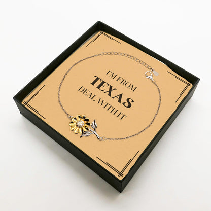 I'm from Texas, Deal with it, Proud Texas State Gifts, Texas Sunflower Bracelet Gift Idea, Christmas Gifts for Texas People, Coworkers, Colleague - Mallard Moon Gift Shop