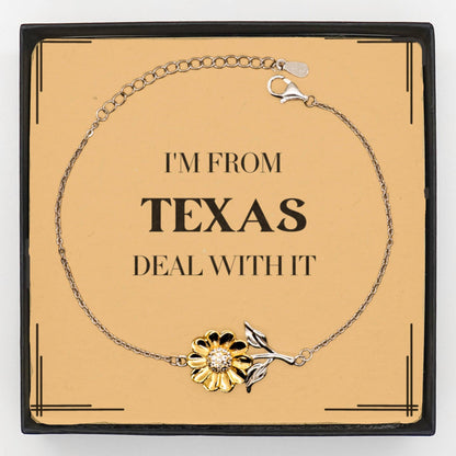 I'm from Texas, Deal with it, Proud Texas State Gifts, Texas Sunflower Bracelet Gift Idea, Christmas Gifts for Texas People, Coworkers, Colleague - Mallard Moon Gift Shop