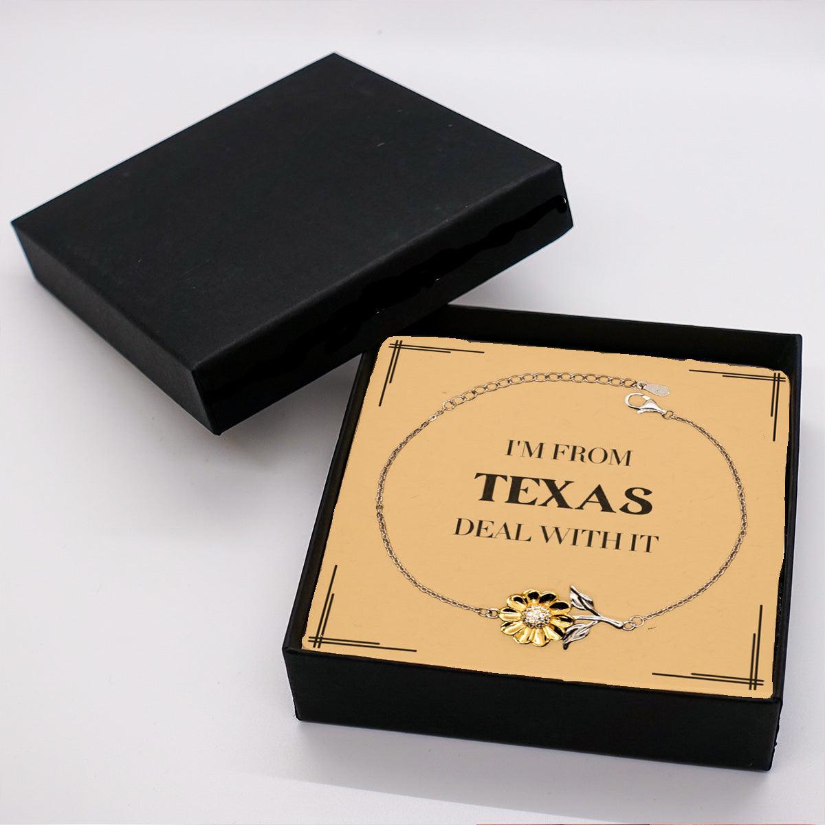 I'm from Texas, Deal with it, Proud Texas State Gifts, Texas Sunflower Bracelet Gift Idea, Christmas Gifts for Texas People, Coworkers, Colleague - Mallard Moon Gift Shop
