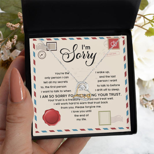 Apology Gift for Girlfriend, Wife, Soulmate - Sorry, The Only Person - Love Dancing Heart Pendant Necklace - Mallard Moon Gift Shop