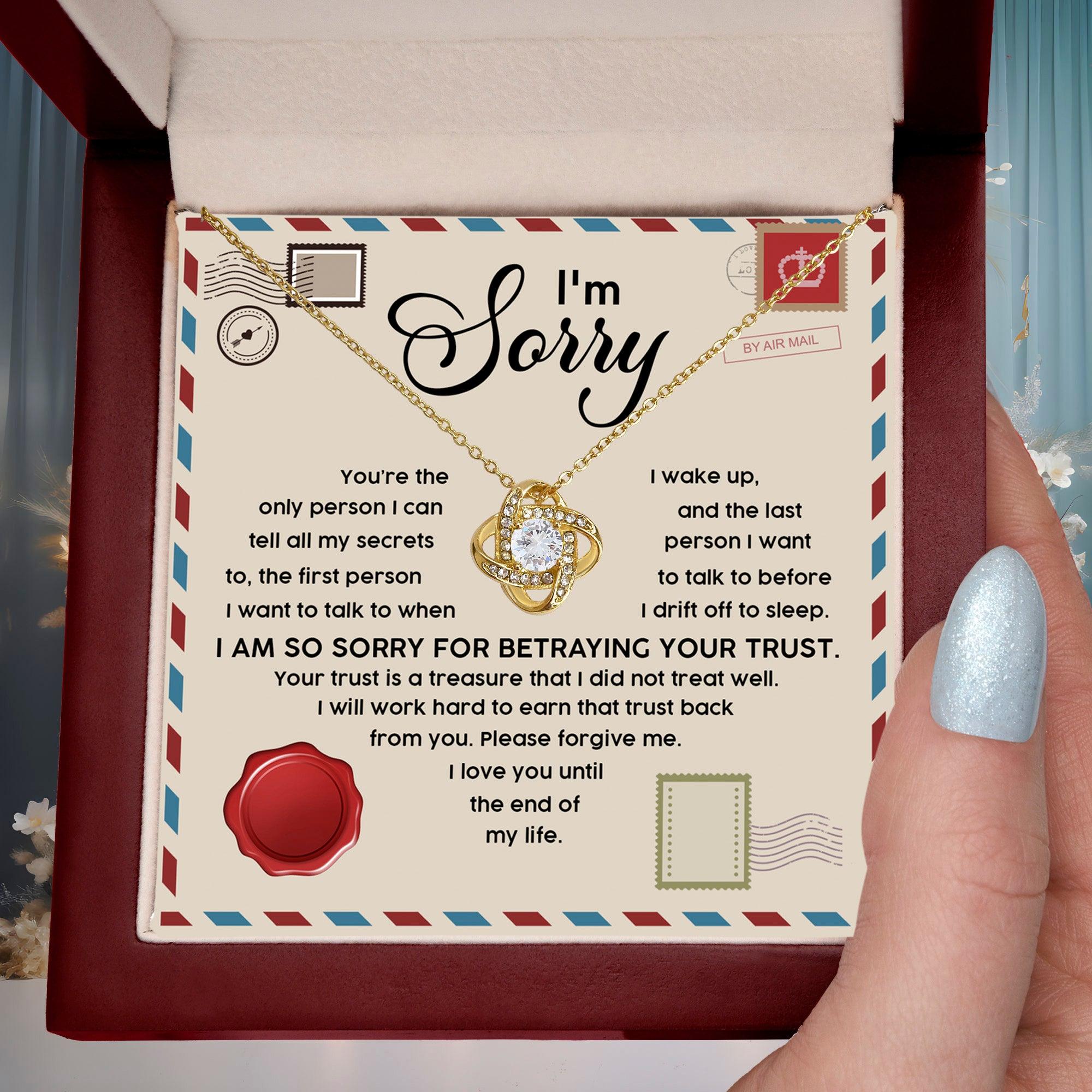 Apology Gift for Girlfriend, Wife, Soulmate - Sorry, The Only Person - Love Knot Pendant Necklace - Mallard Moon Gift Shop