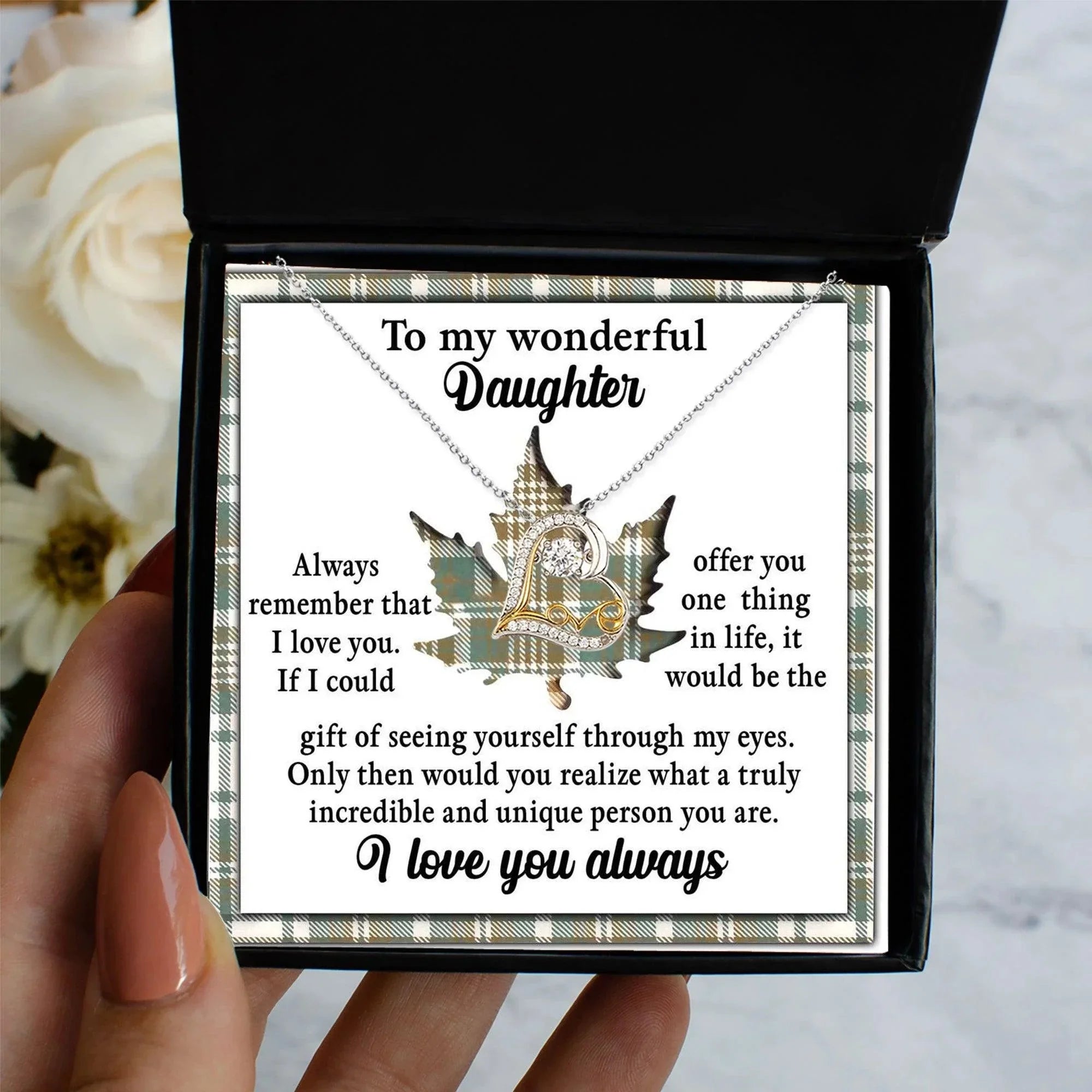 Daughter Birthday, Graduation, Christmas Inspirational Gift - Through My Eyes - Love Dancing Heart Pendant Necklace