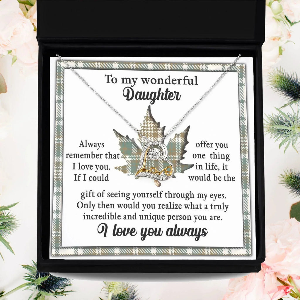 Daughter Birthday, Graduation, Christmas Inspirational Gift - Through My Eyes - Love Dancing Heart Pendant Necklace