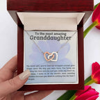 To My Amazing Granddaughter - You Bring Me Love and Joy - Personalized Interlocking Hearts Pendant Necklace