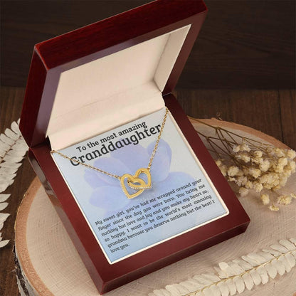 To My Amazing Granddaughter - You Bring Me Love and Joy - Personalized Interlocking Hearts Pendant Necklace - Mallard Moon Gift Shop