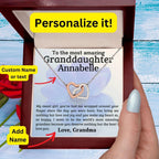 To My Amazing Granddaughter - You Bring Me Love and Joy - Personalized Interlocking Hearts Pendant Necklace