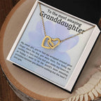 To My Amazing Granddaughter - You Bring Me Love and Joy - Personalized Interlocking Hearts Pendant Necklace