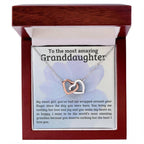 To My Amazing Granddaughter - You Bring Me Love and Joy - Personalized Interlocking Hearts Pendant Necklace