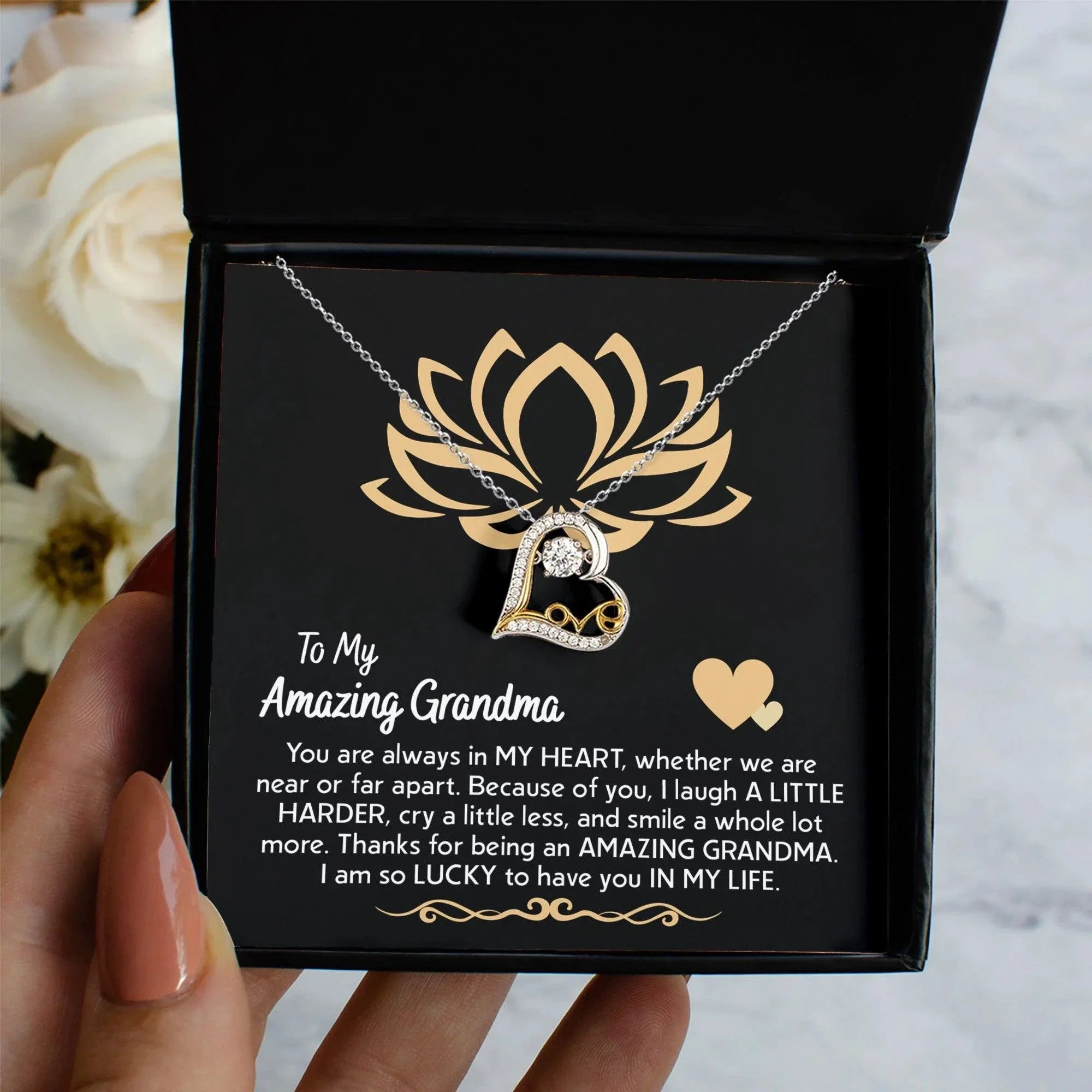 To My Amazing Grandma You Are Always in My Heart Pendant Necklace