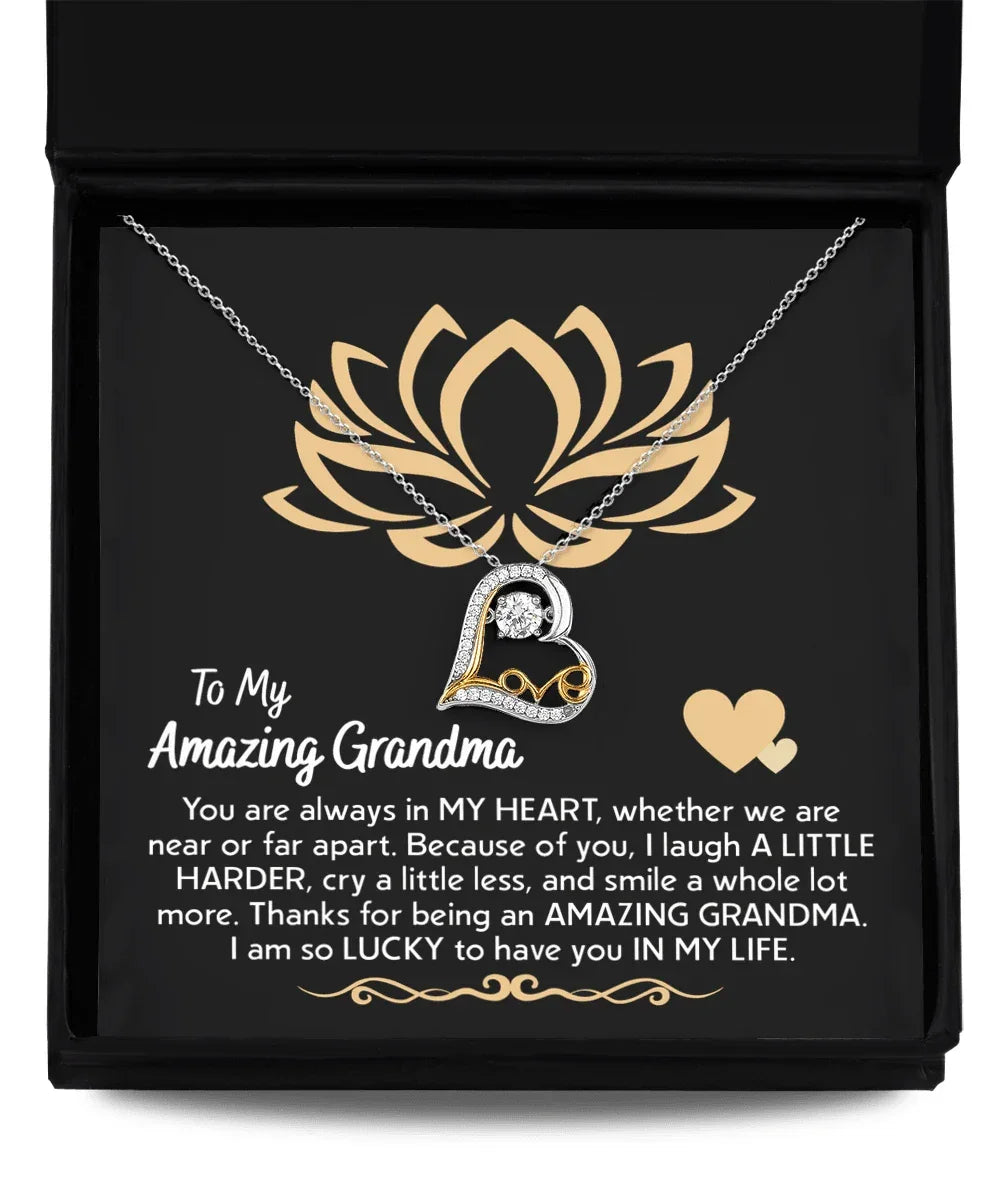 To My Amazing Grandma You Are Always in My Heart Pendant Necklace
