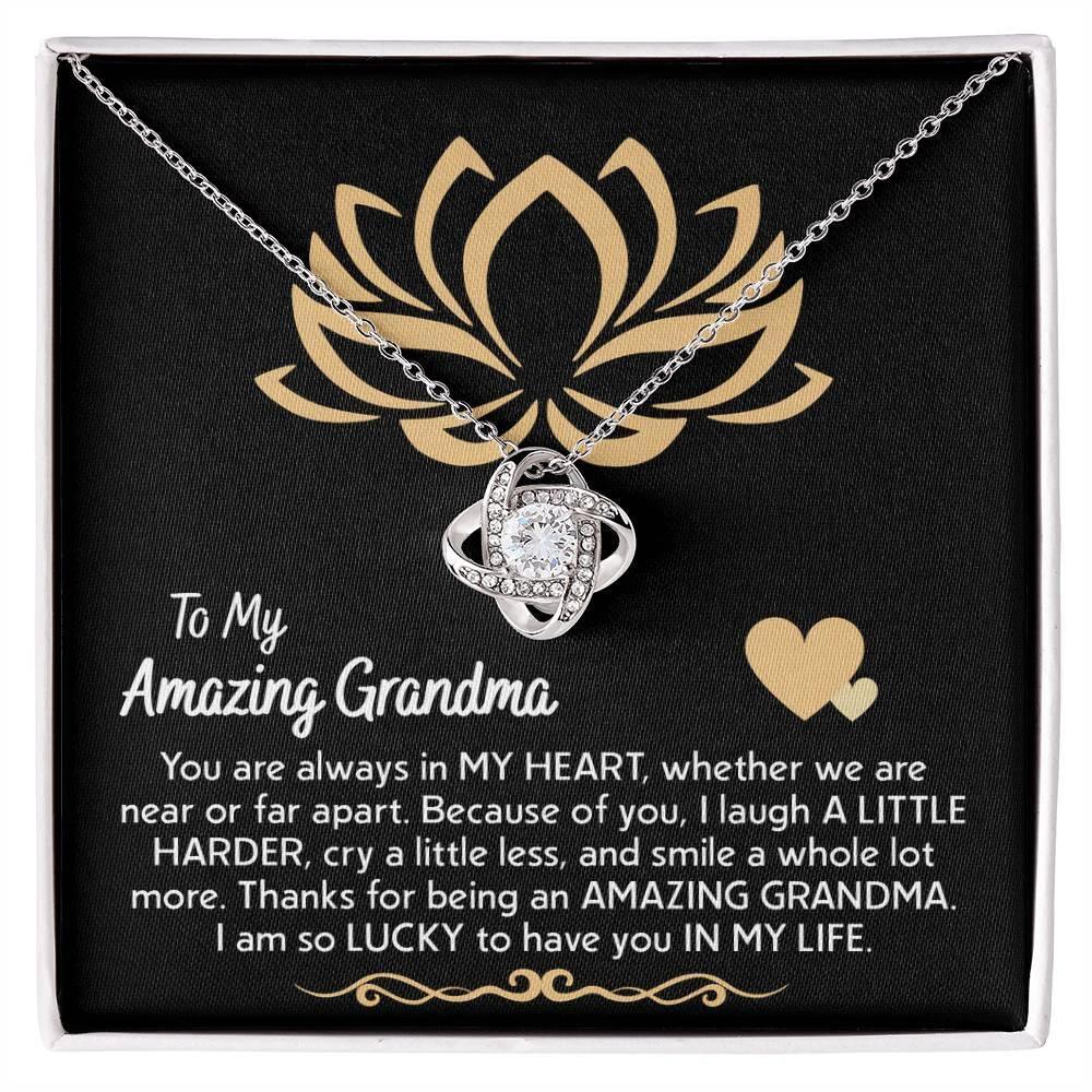 To My Amazing Grandma You Are Always in My Heart Love Knot Pendant Necklace