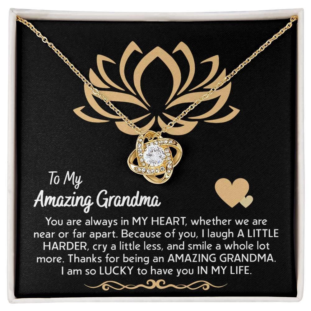 To My Amazing Grandma You Are Always in My Heart Love Knot Pendant Necklace