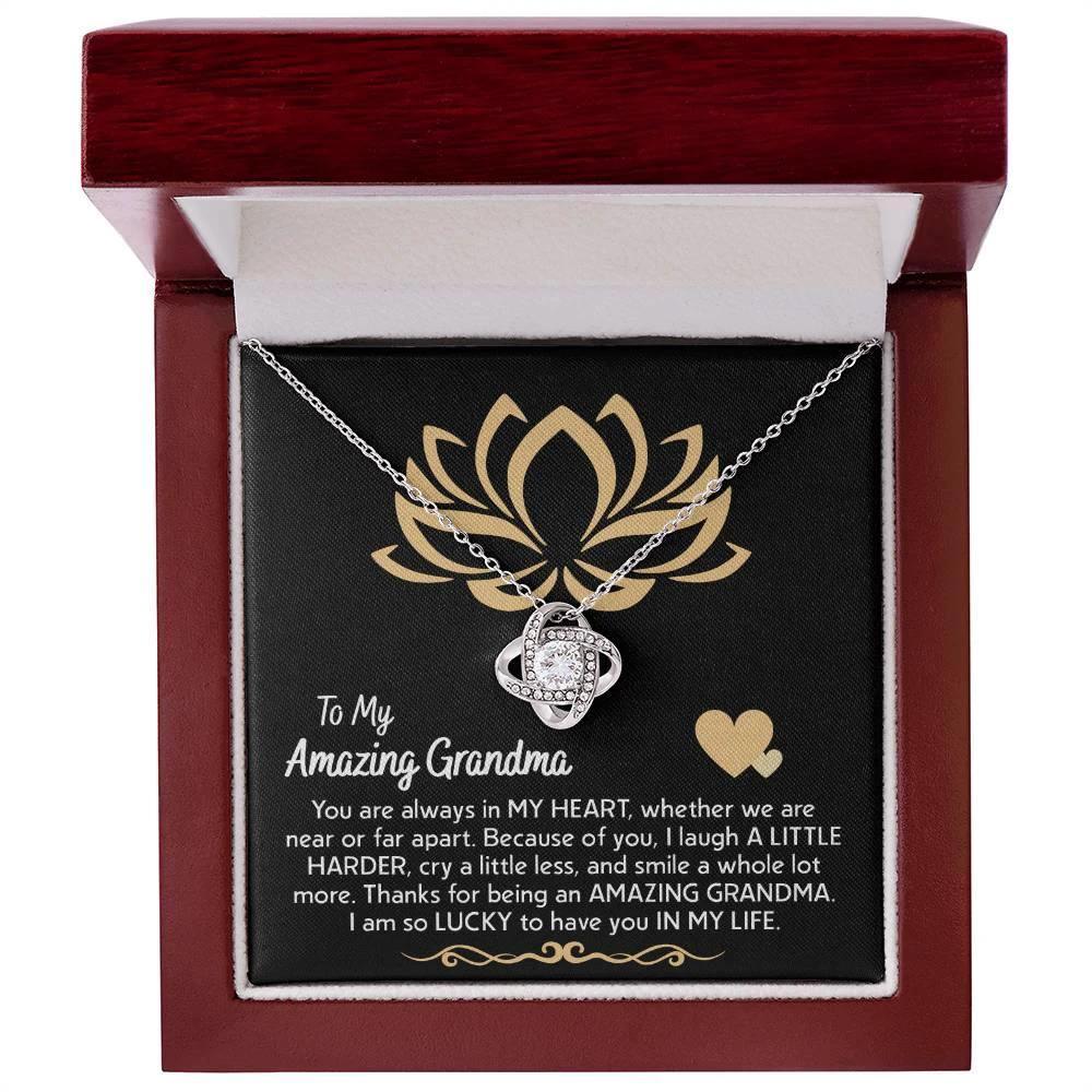 To My Amazing Grandma You Are Always in My Heart Love Knot Pendant Necklace