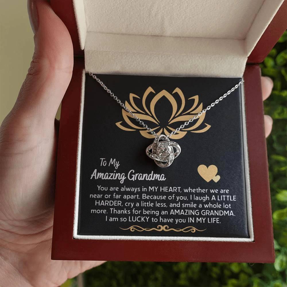 To My Amazing Grandma You Are Always in My Heart Love Knot Pendant Necklace