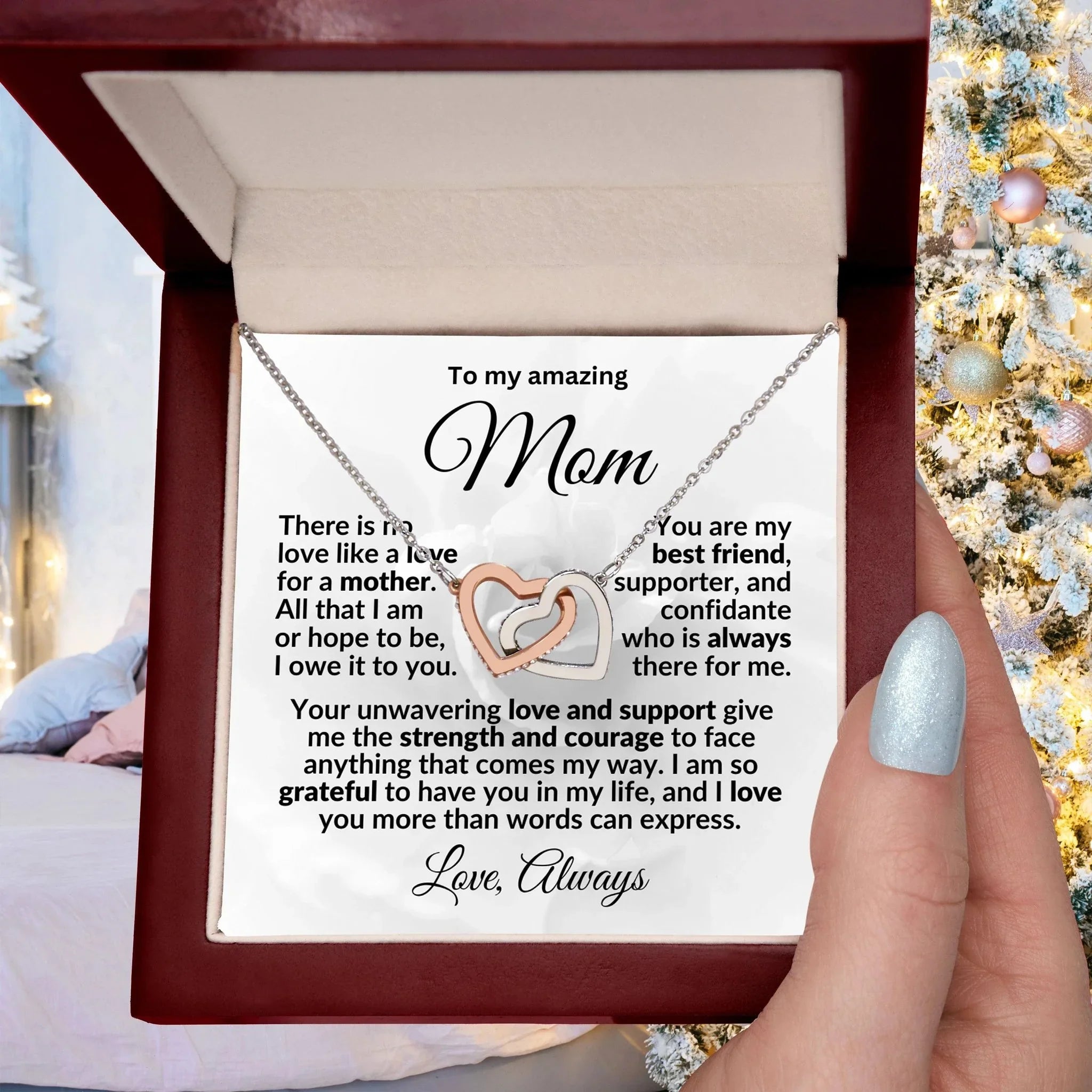 To my Amazing Mom - You are my Best Friend - Love Knot Pendant Necklace with Heartfelt Message