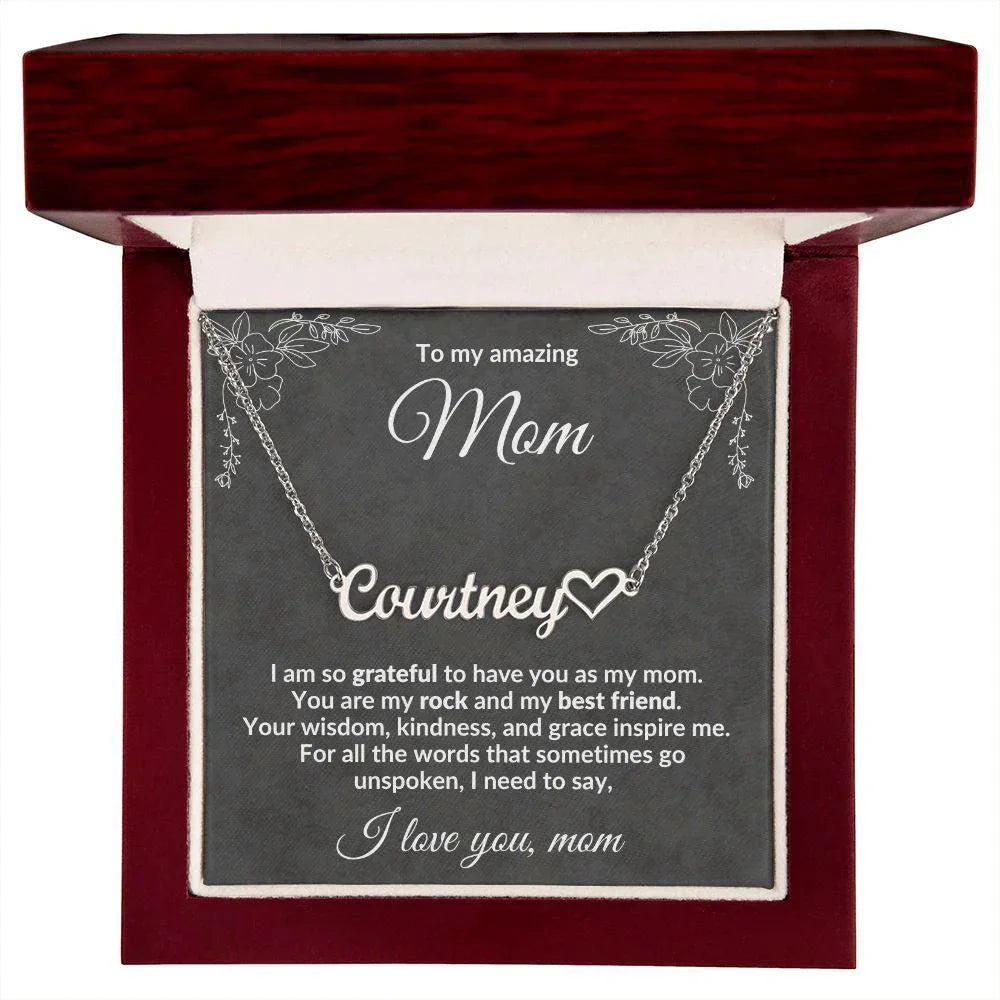 To my Amazing Mom, You Inspire Me - Heart Name Necklace