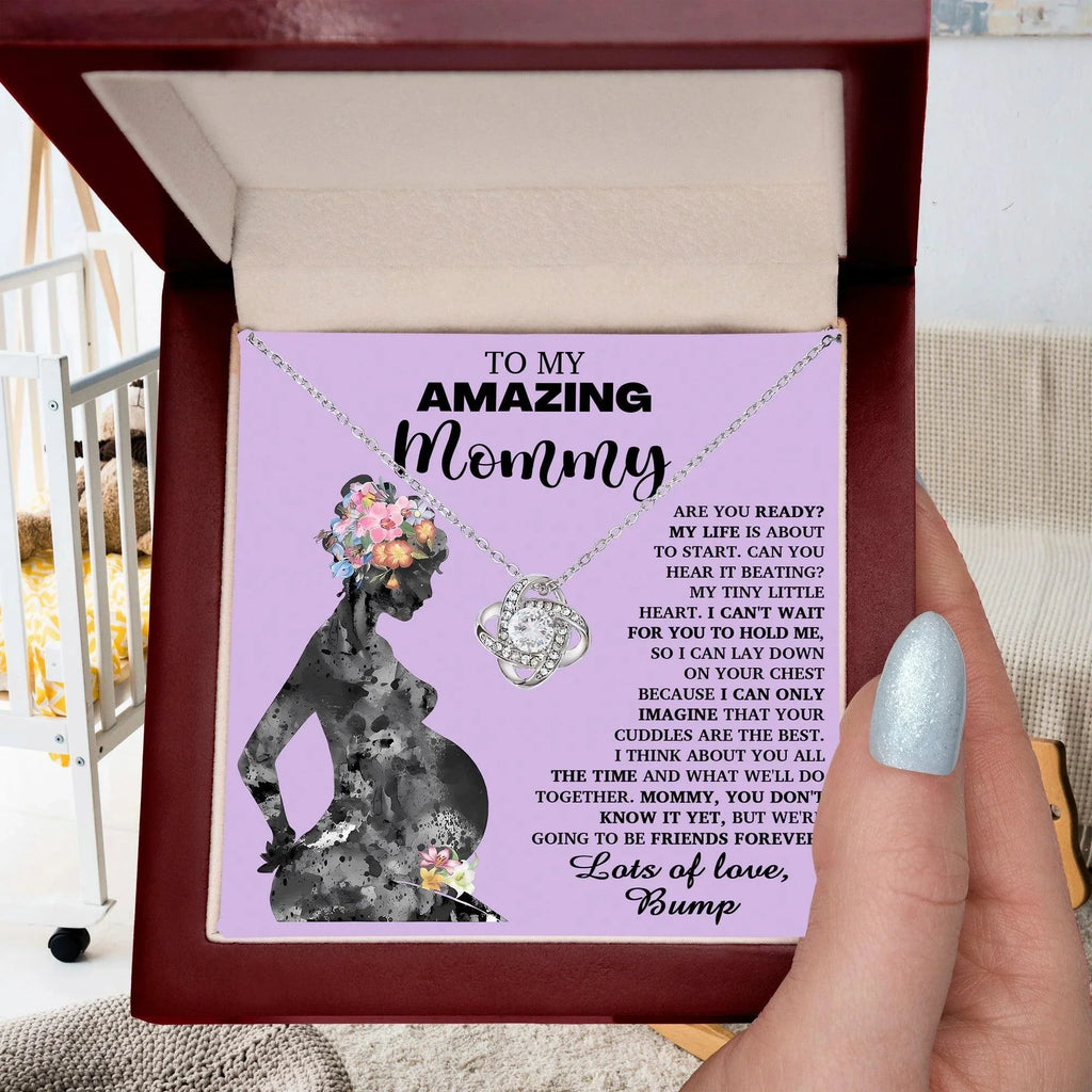 To My Amazing Mommy to Be Can You Hear My Tiny Little Heart - Love Knot Necklace
