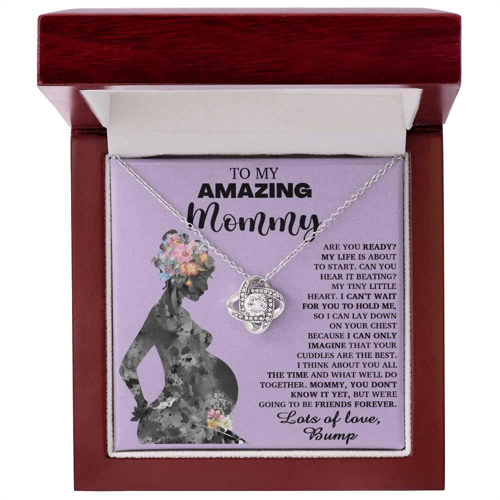 To My Amazing Mommy to Be Can You Hear My Tiny Little Heart - Love Knot Necklace