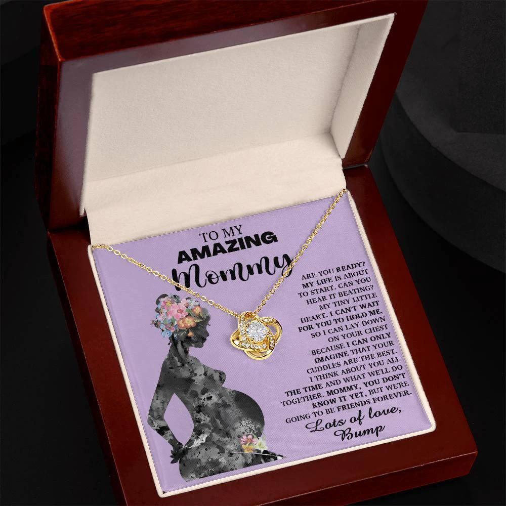 To My Amazing Mommy to Be Can You Hear My Tiny Little Heart - Love Knot Necklace