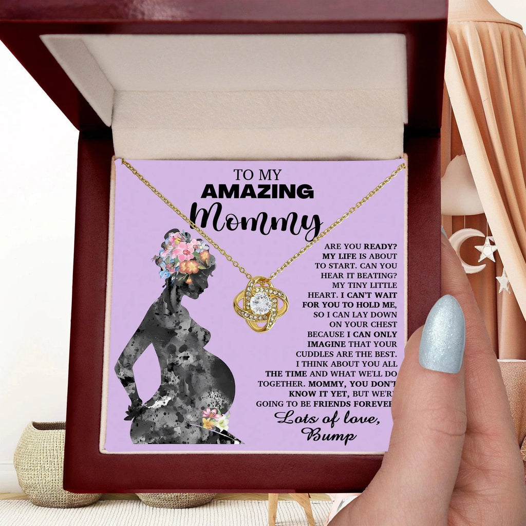 To My Amazing Mommy to Be Can You Hear My Tiny Little Heart - Love Knot Necklace