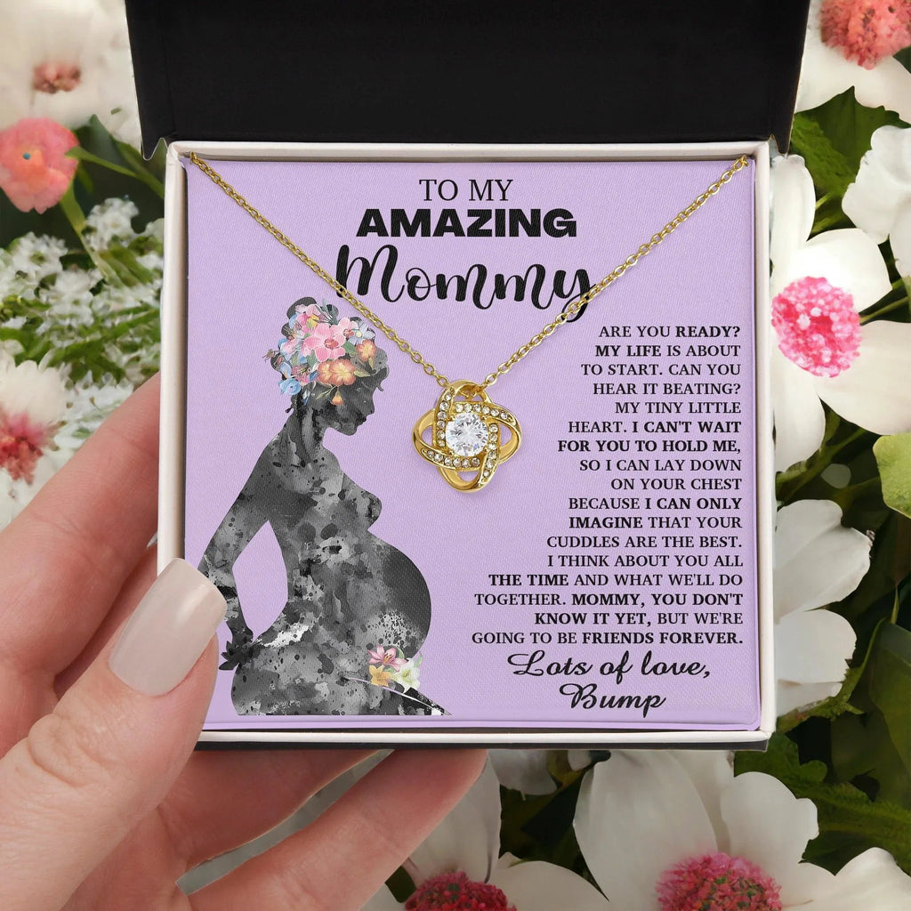 To My Amazing Mommy to Be Can You Hear My Tiny Little Heart - Love Knot Necklace