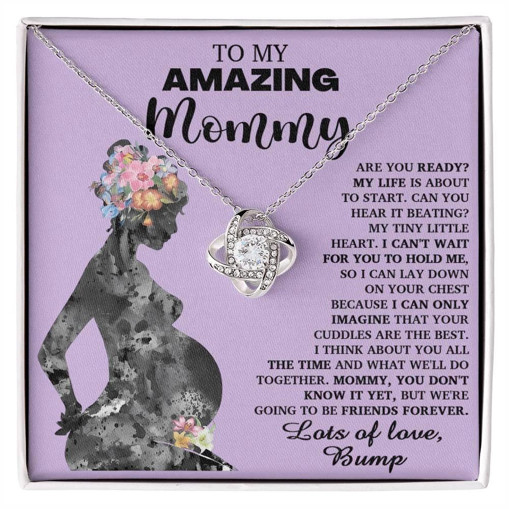 To My Amazing Mommy to Be Can You Hear My Tiny Little Heart - Love Knot Necklace