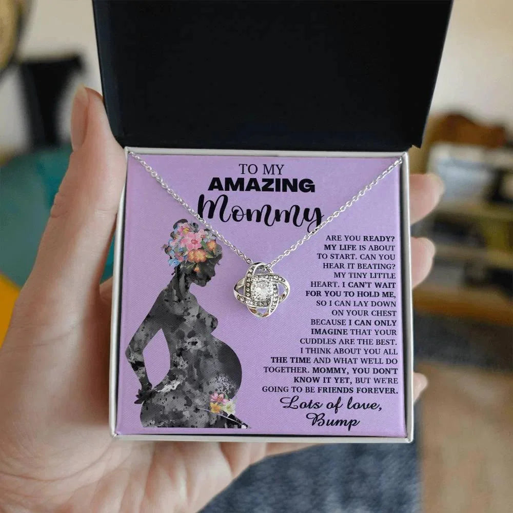 To My Amazing Mommy to Be Can You Hear My Tiny Little Heart - Love Knot Necklace