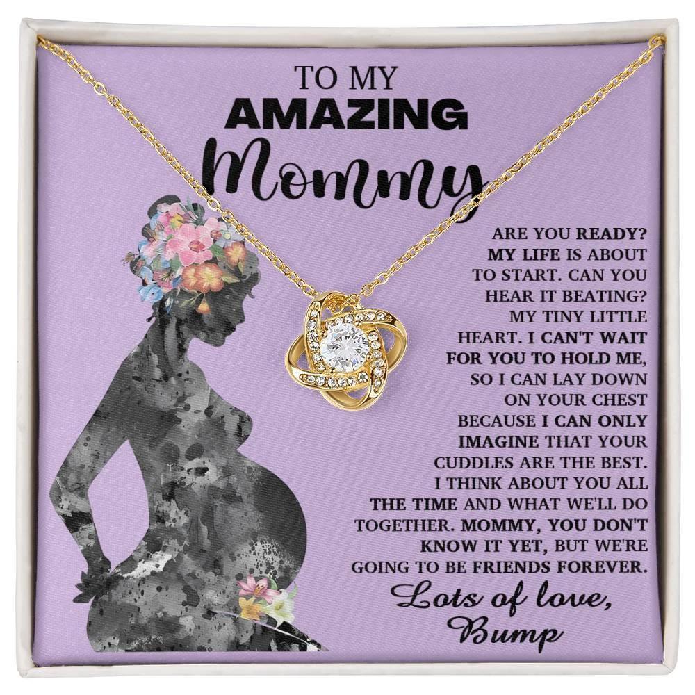 To My Amazing Mommy to Be Can You Hear My Tiny Little Heart - Love Knot Necklace